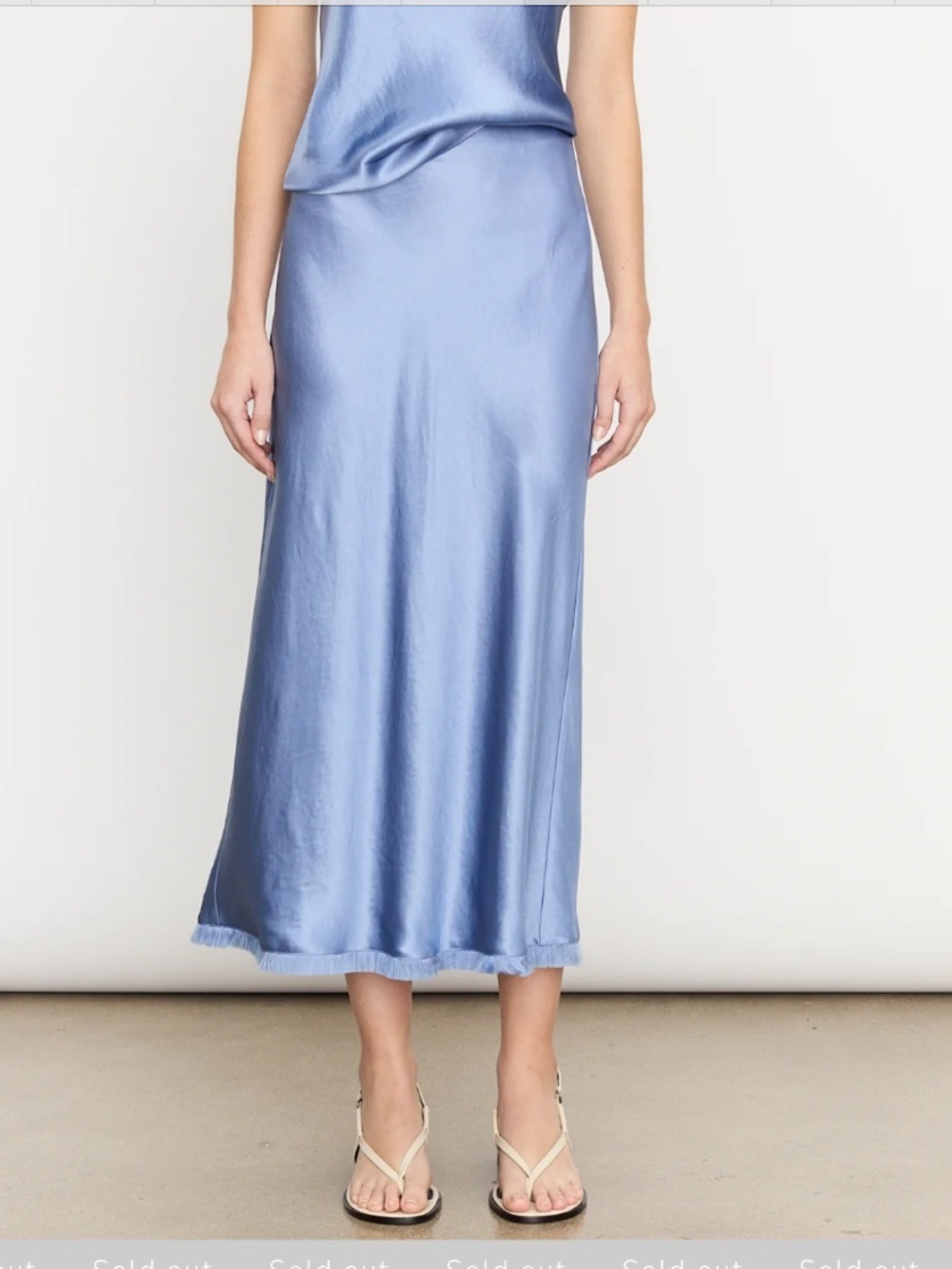 *NWT* Vince Frayed Satin Midi Skirt in Azure Gem - XS
